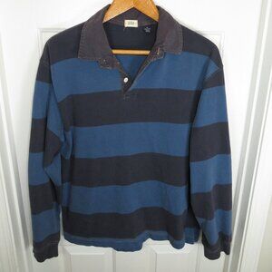 GAP Rugby Style Polo Shirt Striped Blue Mens XL Long Sleeve Y2K
